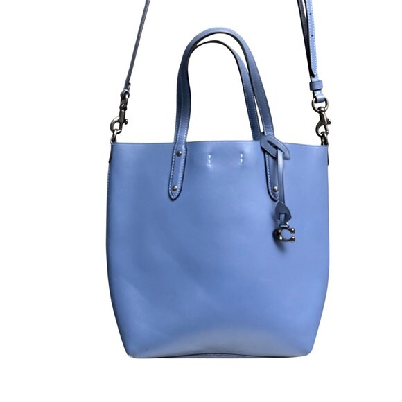 Coach Central Shopper Tote Blue Leather Bag Detachable Strap & Charm 78217 - Picture 8 of 10